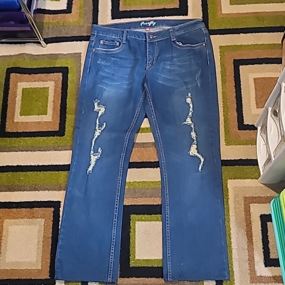 Women's Firefly Distressed Slim Boot Denim Jeans Size 11 Bling Sparkle‎ Pockets